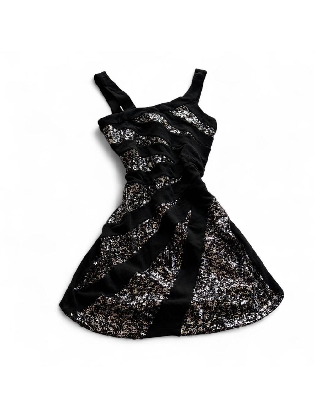 Wildcat Black & Silver Sequin Party Dress Vintage 2000s Bandage Dress